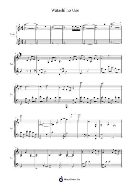 Watashi no Uso Sheet Music by Masaru Yokoyama-Arr.Buckchad