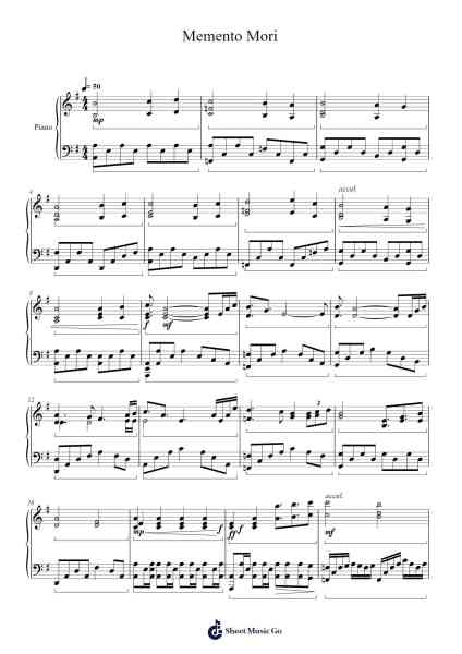 Memento Mori Sheet Music by PianoDeuss-Arr.Nonings Baclair