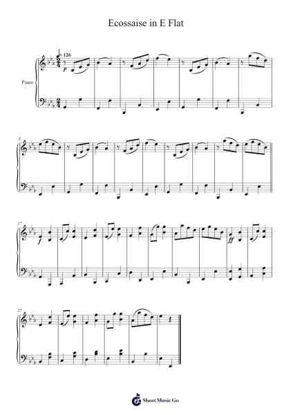Ecossaise in E Flat, WoO 86 Sheet Music by Ludwig van Beethoven-Arr.Mushua