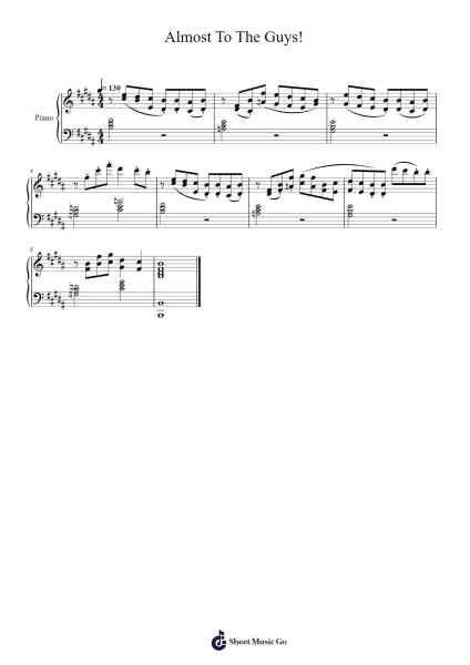 Almost To The Guys! Sheet Music by Toby Fox-Arr.Huttling Blithebelle