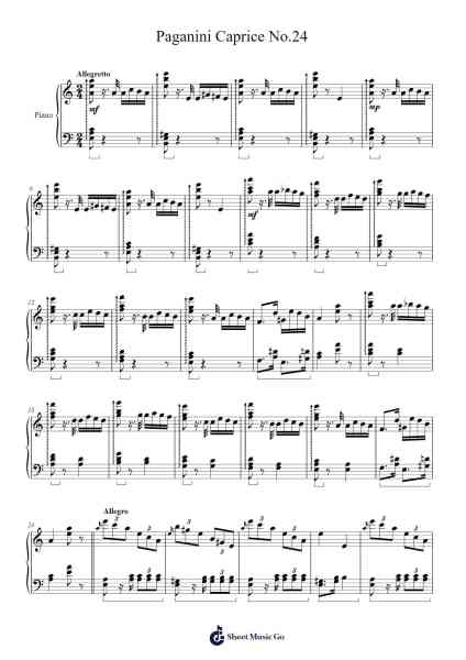Caprice No. 24 in A minor, Op. 1 Sheet Music by Niccolò Paganini-Arr.Gregrace Glennjob