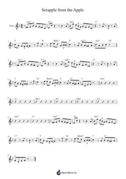 Scrapple from the Apple Sheet Music by Charlie Parker-Arr.Larple