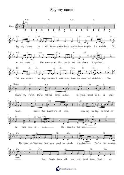 Say my name Sheet Music by Within Temptation-Arr.Yulevieve