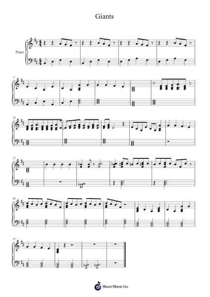 Giants Sheet Music by Imagine Dragons-Arr.Hearstlynch