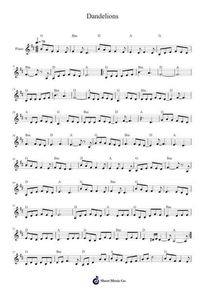 Dandelions Sheet Music by Ruth B-Arr.Oisenrob Clyger