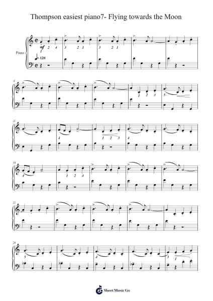 Thompson easiest piano7- Flying towards the Moon Sheet Music by John Thompson-Arr.Huxdia