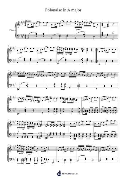Polonaise in A major Sheet Music by Dunlotte-Arr.Cofsar