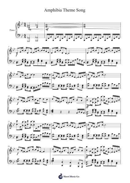 Amphibia Theme Song Sheet Music by Doug Petty-Arr.Hillian