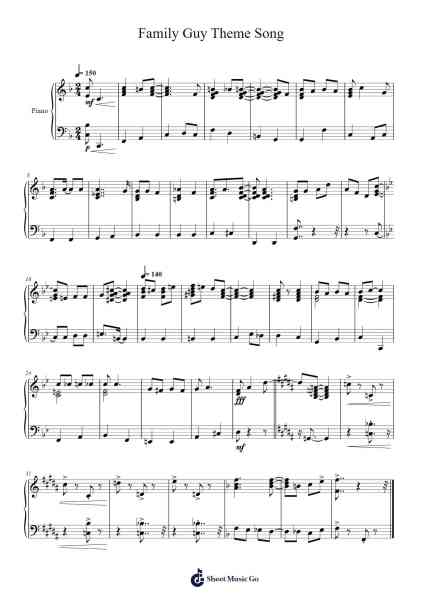 Family Guy Theme Song Sheet Music by Walter Murphy-Arr.Chamtra