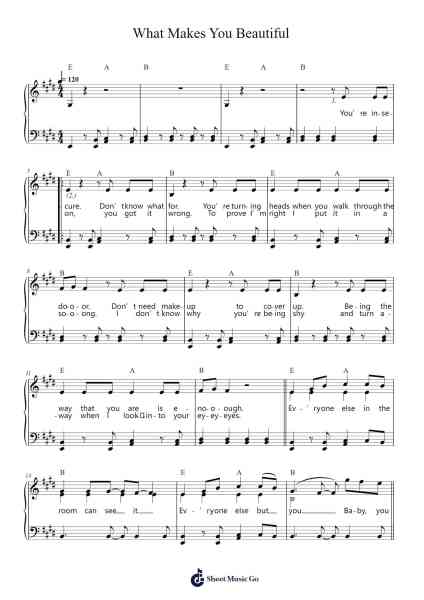 What Makes You Beautiful Sheet Music by One Direction-Arr.Brongus Chadkiel