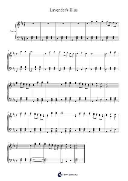 Lavender's Blue Sheet Music by Misc Traditional-Arr.Poshua Xansweet