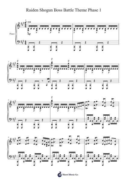 Raiden Shogun Boss Battle Theme Phase 1 Sheet Music by Yu-Peng Chen-Arr.Vicpe Cumie