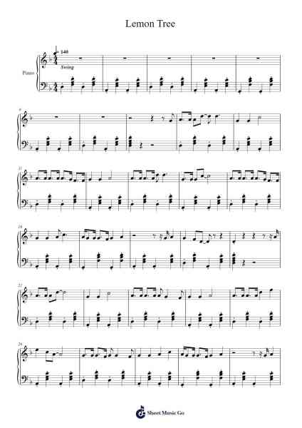 Lemon Tree Musica per pianoforte di Fool's Garden - Arr.Cofny