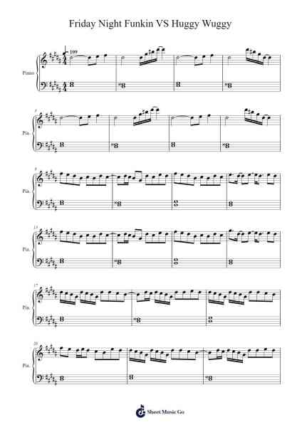 Friday Night Funkin VS Huggy Wuggy Sheet Music by Piano X Theme-Arr.Daijohn Brookebraith
