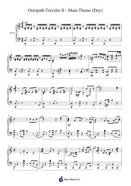 Octopath Traveler II - Main Theme (Day) Sheet Music by Yasunori Nishiki-Arr.Woltier