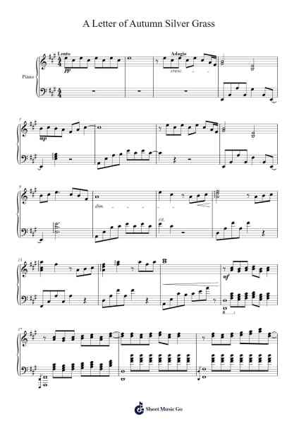 A Letter of Autumn Silver Grass Sheet Music by Taro Iwashiro-Arr.Gregrace Glennjob