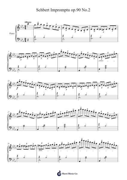 Impromptu Op. 90 No. 2 in E-flat Major Sheet Music by Franz Schubert-Arr.Dwightbright