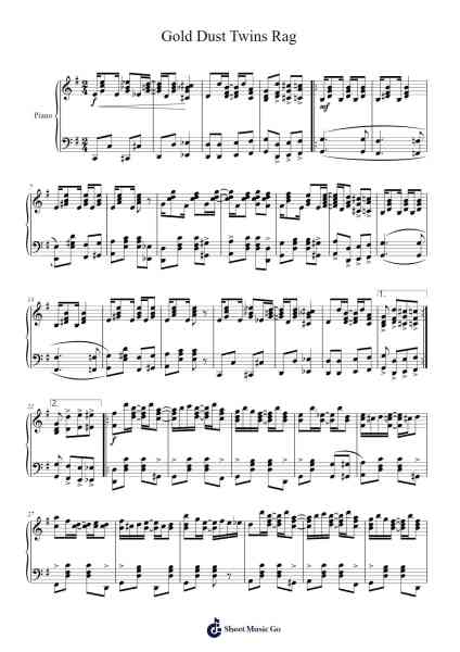 Gold Dust Twins Rag Sheet Music by Nat Johnson-Arr.Betle