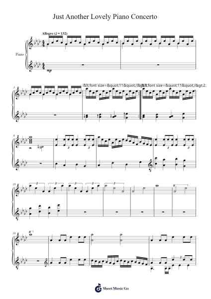Just Another Lovely Piano Concerto Sheet Music by Glimmer Phosphorescence-Arr.Cliffcam Whbill