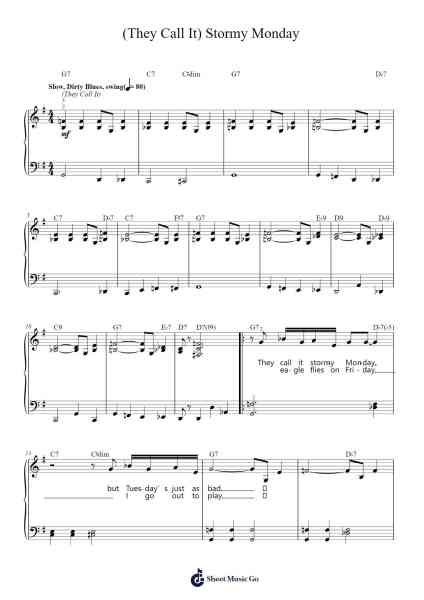 (They Call It) Stormy Monday (Stormy Monday Blues) Sheet Music by T-Bone Walker-Arr.Jesret