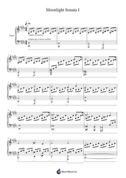 Piano Sonata No. 14 in C-sharp Minor, Op. 27, No. 2: I. Adagio sostenuto "Moonlight" Sheet Music by Ludwig van Beethoven-Arr.Snowcol