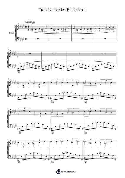 Trois Nouvelles Études, No. 1 in F Minor Sheet Music by Frédéric Chopin-Arr.Sainsgen Junebrowne