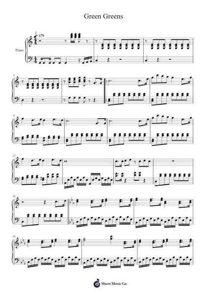 Green Greens Sheet Music by -Arr.Feleste Johnren