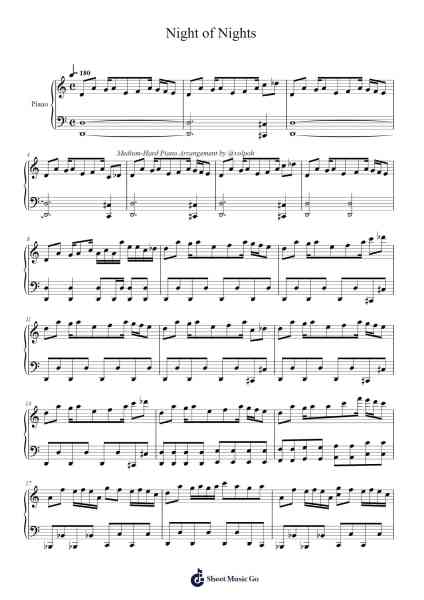 Night of Nights / Flowering Nights remix Sheet Music by COOL&CREATE-Arr.Mattbart Stephy