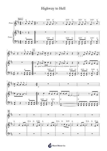 Highway to Hell Sheet Music by AC/DC-Arr.Poshua Xansweet