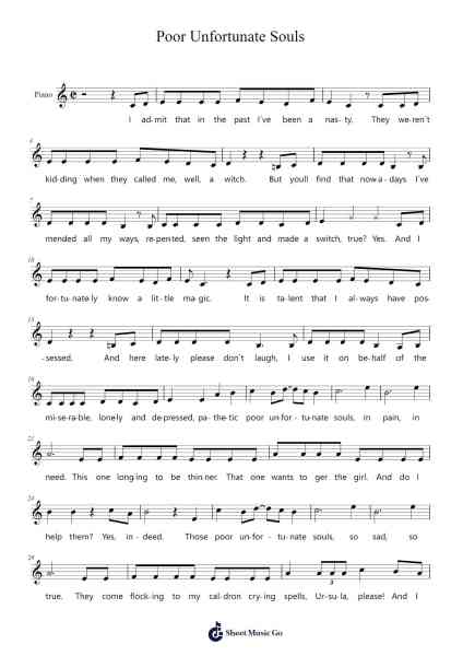 Poor Unfortunate Souls Sheet Music by Alan Menken-Arr.Faithevice