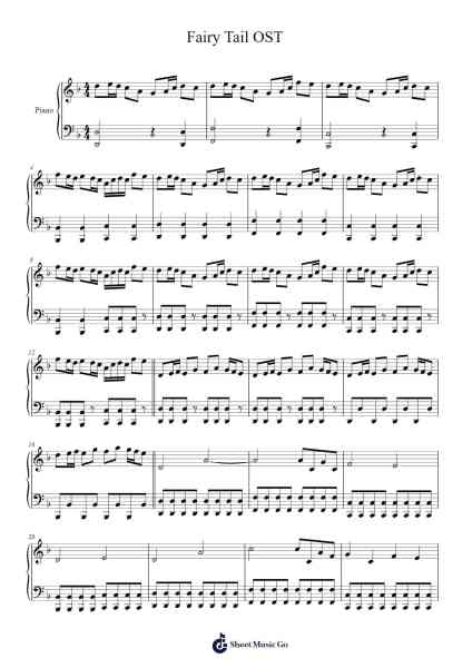 Fairy Tail OST Sheet Music by Yasuharu Takanashi-Arr.Narion