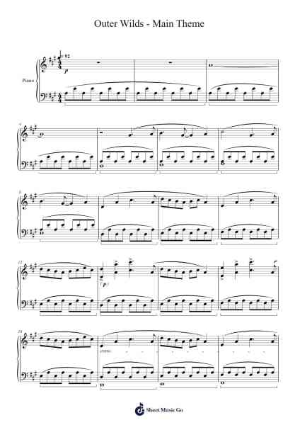 Outer Wilds - Main Theme Sheet Music by Andrew Prahlow-Arr.Maudfox Mikejames