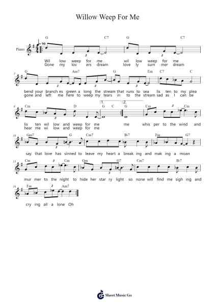 Willow Weep For Me Sheet Music by Ann Ronell-Arr.Janecher Duh