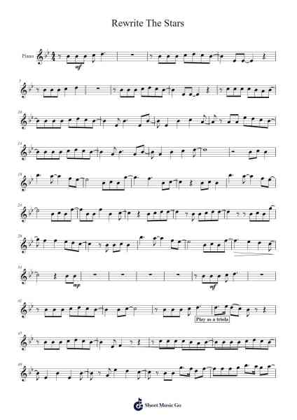 Rewrite The Stars Sheet Music by Zac Efron-Arr.Alscroft Hylo