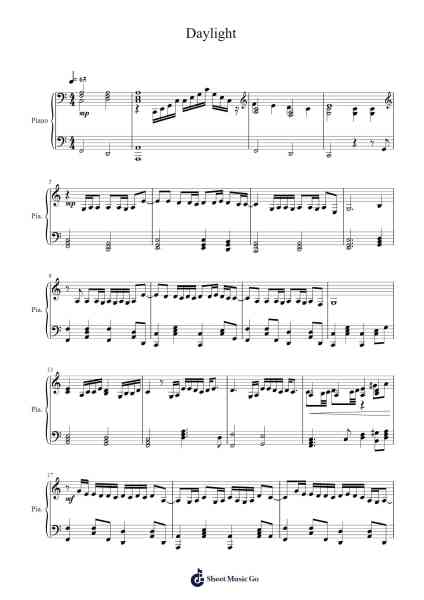 Daylight Sheet Music by David Kushner-Arr.Tutlyn Bradpeare