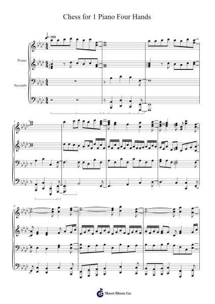 Chess for 1 Piano Four Hands Sheet Music by Bryan Cook-Arr.Doulow