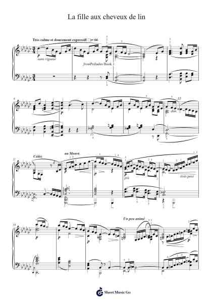 La fille aux cheveux de lin Sheet Music by Claude Debussy-Arr.Cofearl