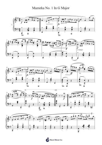 Mazurka No. 1 in G Major Sheet Music by Adegbola Damola Nimi-Arr.Heca