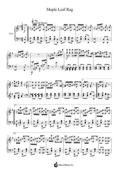 Maple Leaf Rag Sheet Music by Scott Joplin-Arr.Luroe Boycefay
