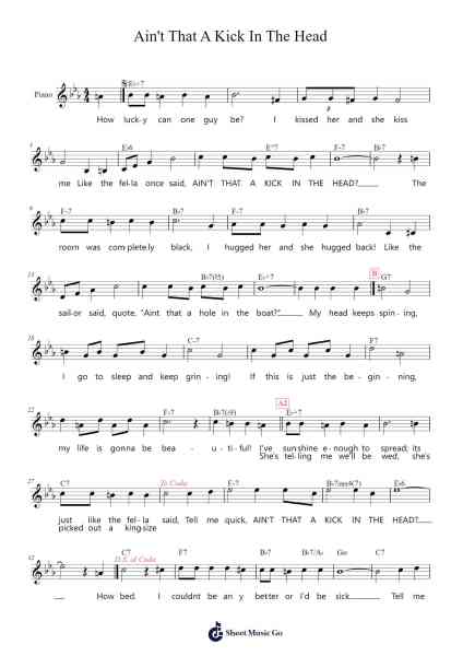 Ain't That A Kick In The Head Sheet Music by Dean Martin/Nelson Riddle-Arr.Bosphia Wisell