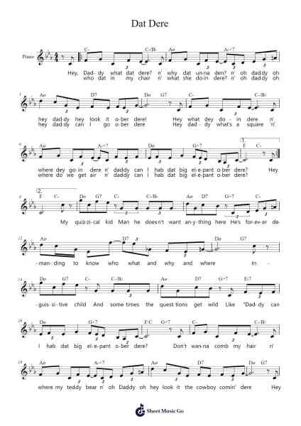 Dat Dere Sheet Music by Bobby Timmons-Arr.Rodve Wardann