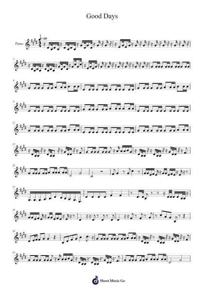 Good Days Sheet Music by SZA-Arr.Tybey