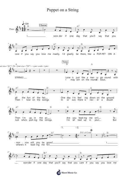 Puppet on a String Sheet Music by Phil Coulter-Arr.Blyder