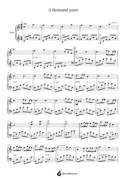 A thousand years Sheet Music by Christina Perri-Arr.Jackbing Priceliot