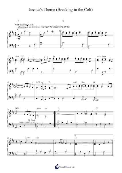 Jessica's Theme (Breaking In The Colt) Sheet Music by Bruce Rowland-Arr.Jusmens