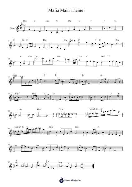 Mafia Main Theme Sheet Music by Vladimír Šimůnek-Arr.Lowell