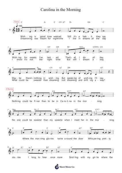 Carolina in the Morning Sheet Music by Walter Donaldson-Arr.Larple