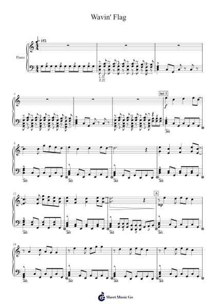Wavin' Flag Sheet Music by K'naan-Arr.Haletra Kimstone