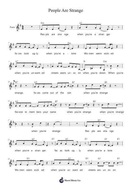 People Are Strange Sheet Music by The Doors-Arr.Nanholt Walkchi