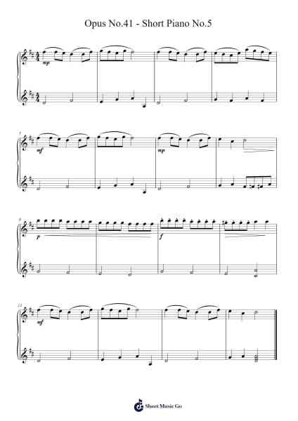 Opus No.41 - Short Piano No.5 Sheet Music by Gregpe Malkin-Arr.Quingar